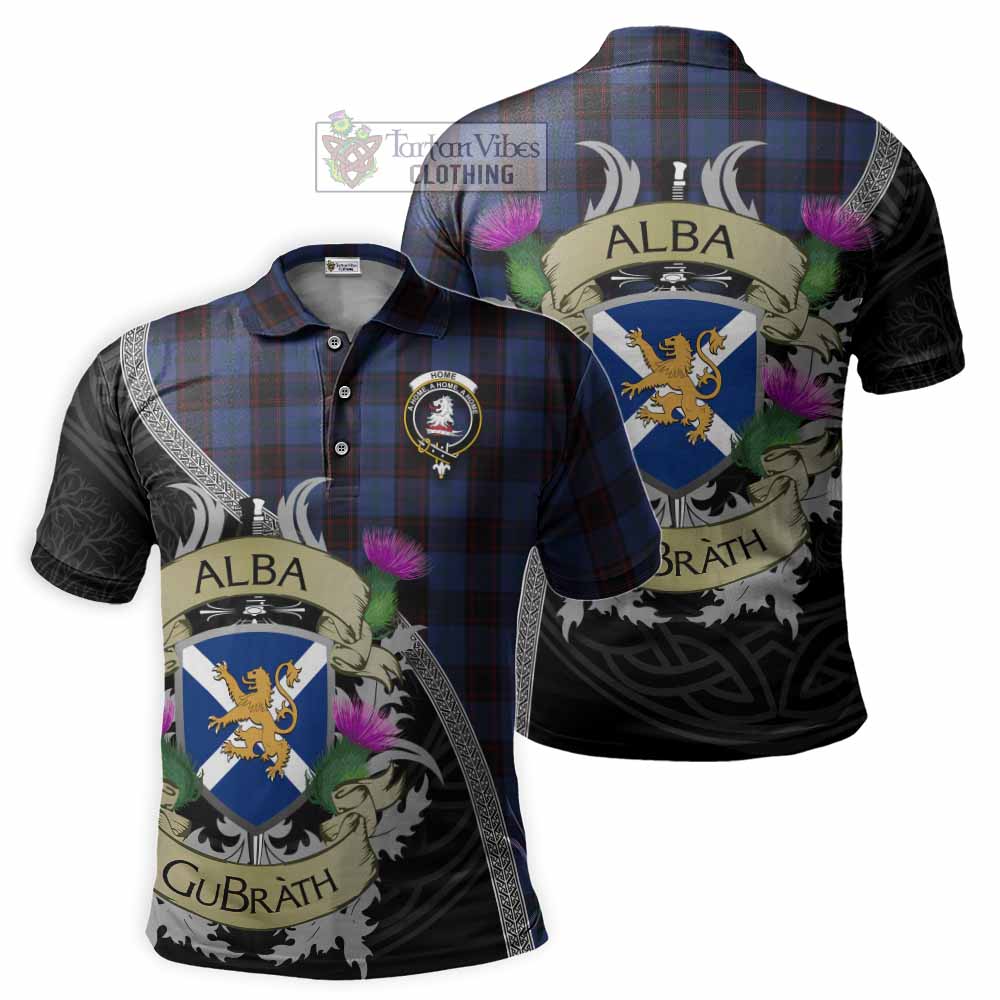 Tartan Vibes Clothing Home (Hume) Tartan Family Crest Polo Shirt Lion Rampant Royal Thistle Shield Celtic Inspired