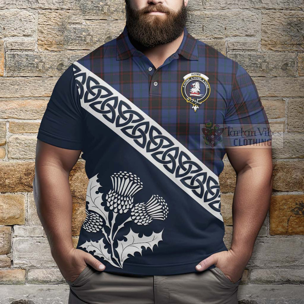 Home (Hume) Tartan Polo Shirt Featuring Thistle and Scotland Map