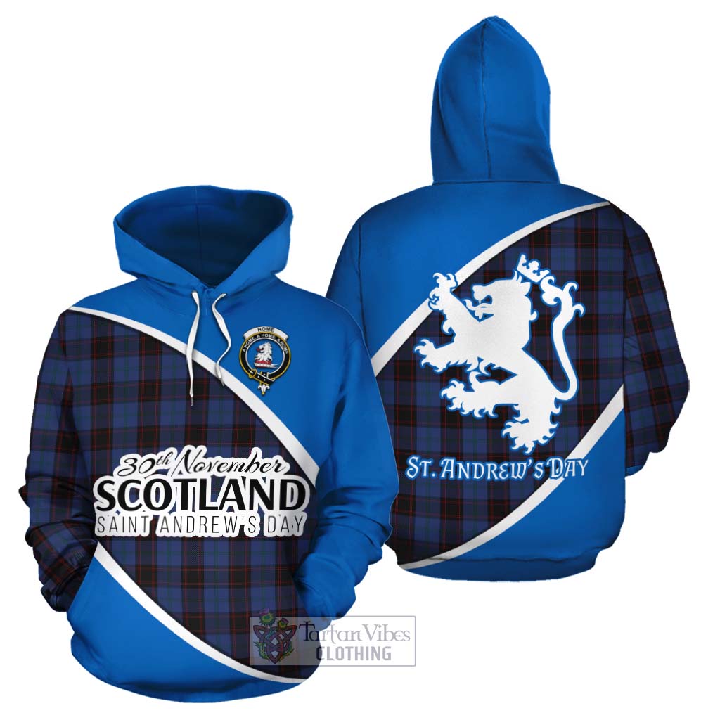Tartan Vibes Clothing Home (Hume) Family Crest Tartan Cotton Hoodie Celebrate Saint Andrew's Day in Style