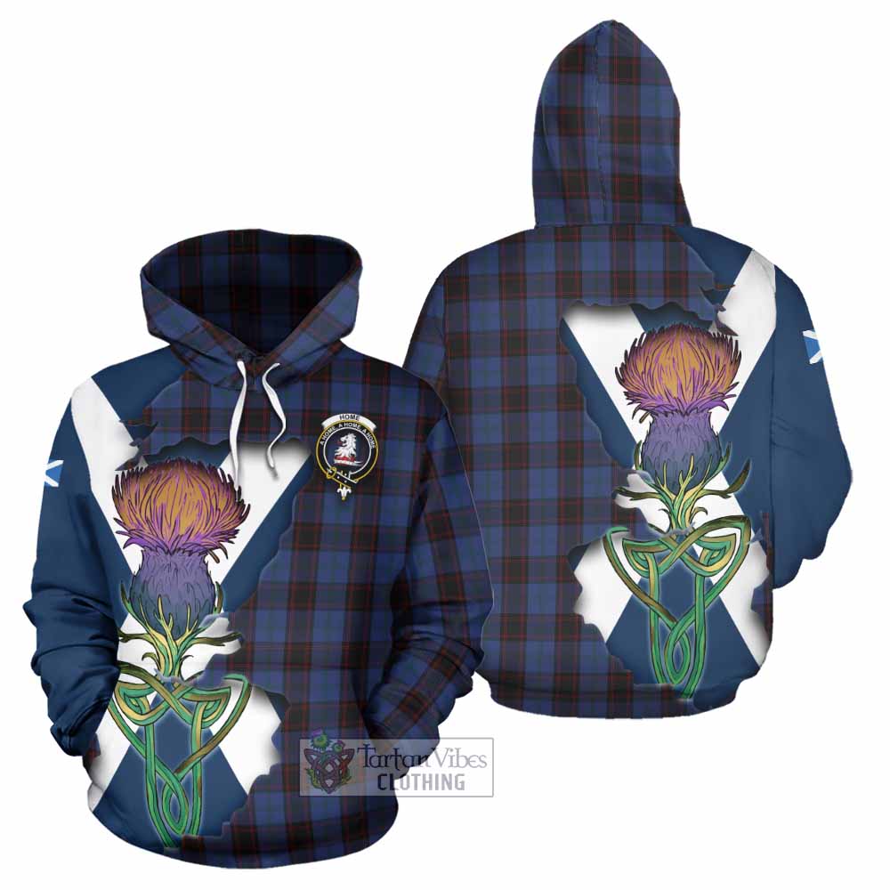 Tartan Vibes Clothing Home (Hume) Tartan Family Crest Hoodie Scottish Thistle Celtic Inspired