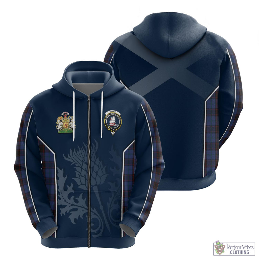 Tartan Vibes Clothing Home (Hume) Tartan Hoodie with Family Crest and Scottish Thistle Vibes Sport Style