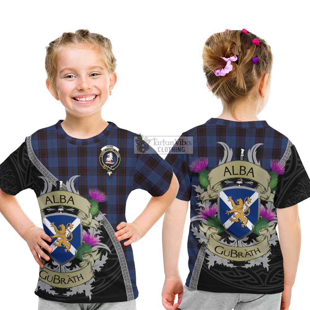 Tartan Vibes Clothing Home (Hume) Tartan Family Crest Kid T-Shirt Lion Rampant Royal Thistle Shield Celtic Inspired