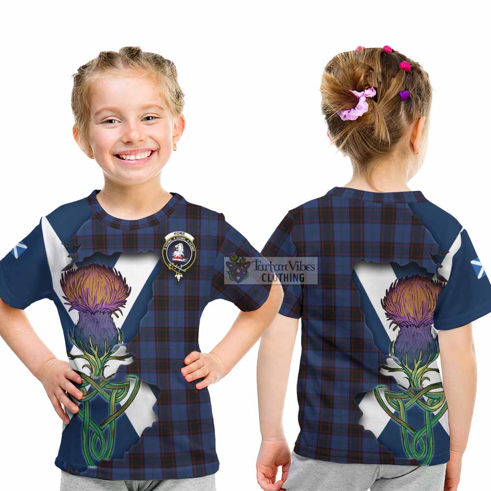 Tartan Vibes Clothing Home (Hume) Tartan Family Crest Kid T-Shirt Scottish Thistle Celtic Inspired