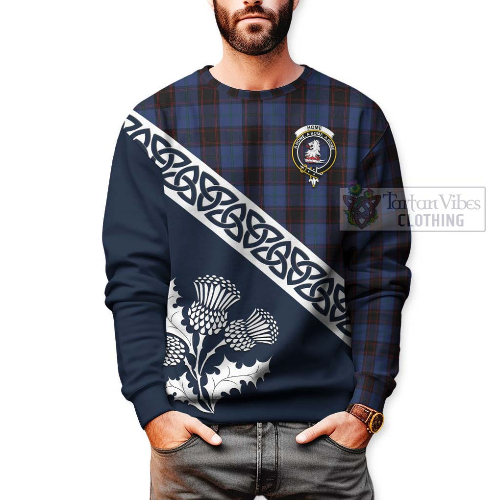 Tartan Vibes Clothing Home (Hume) Tartan Sweatshirt Featuring Thistle and Scotland Map