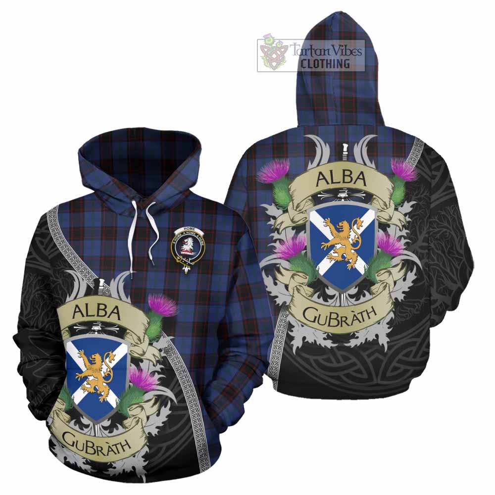 Tartan Vibes Clothing Home (Hume) Tartan Family Crest Hoodie Lion Rampant Royal Thistle Shield Celtic Inspired