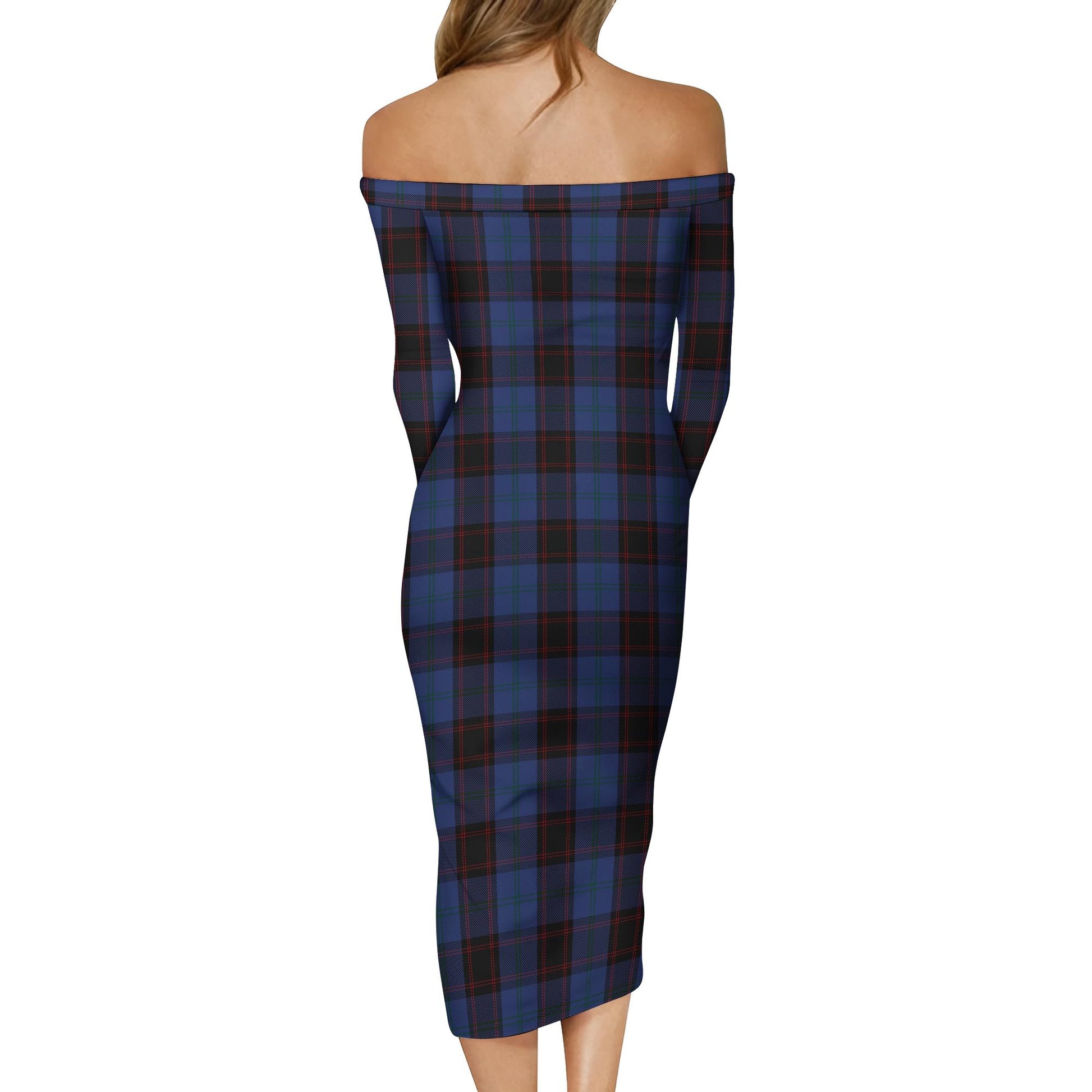 Home (Hume) Tartan Off Shoulder Lady Dress - Tartanvibesclothing