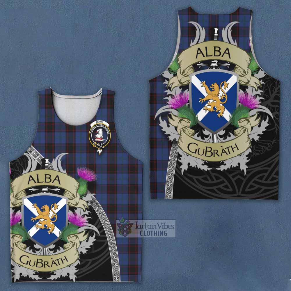 Tartan Vibes Clothing Home (Hume) Tartan Family Crest Men's Tank Top Lion Rampant Royal Thistle Shield Celtic Inspired
