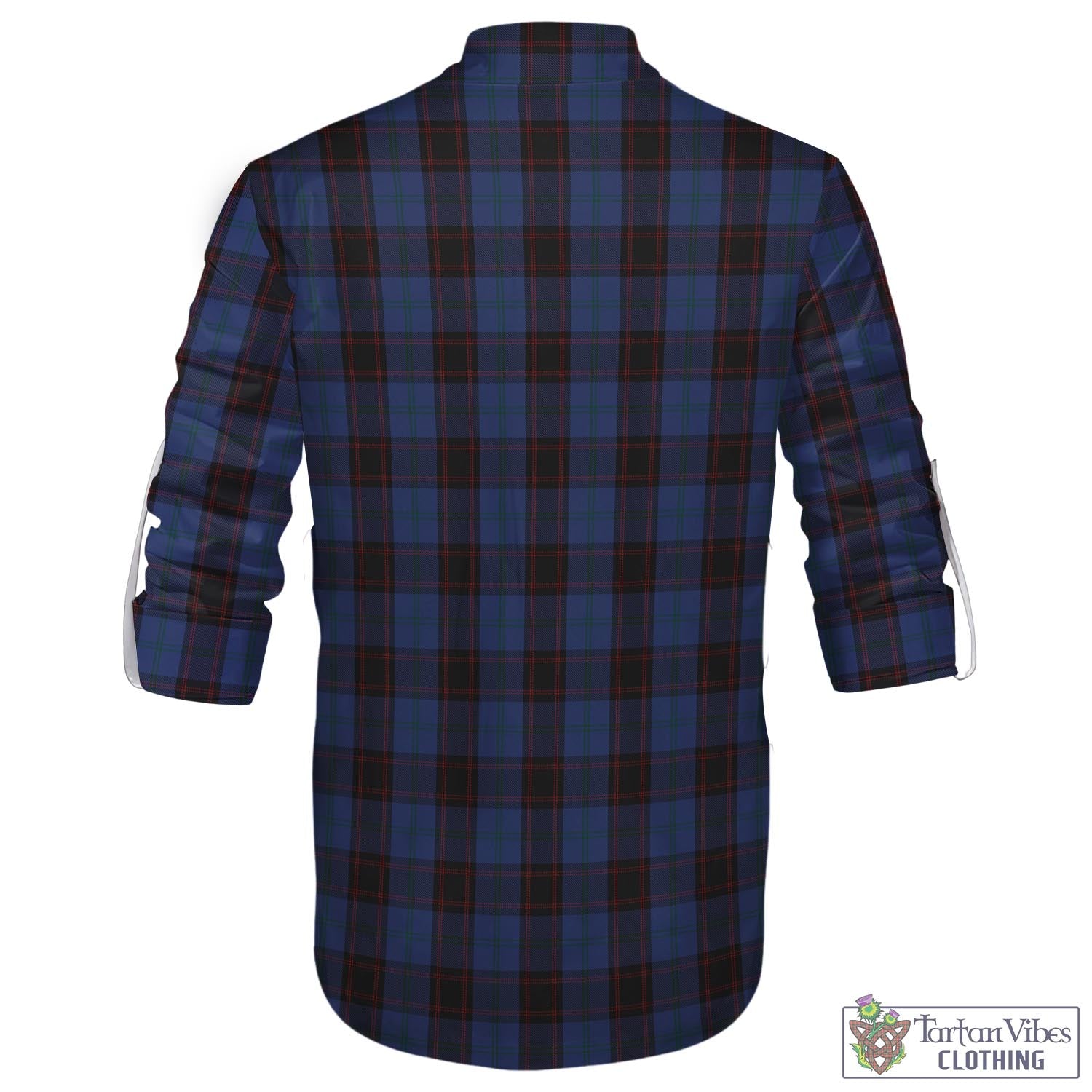 Tartan Vibes Clothing Home (Hume) Tartan Men's Scottish Traditional Jacobite Ghillie Kilt Shirt with Family Crest
