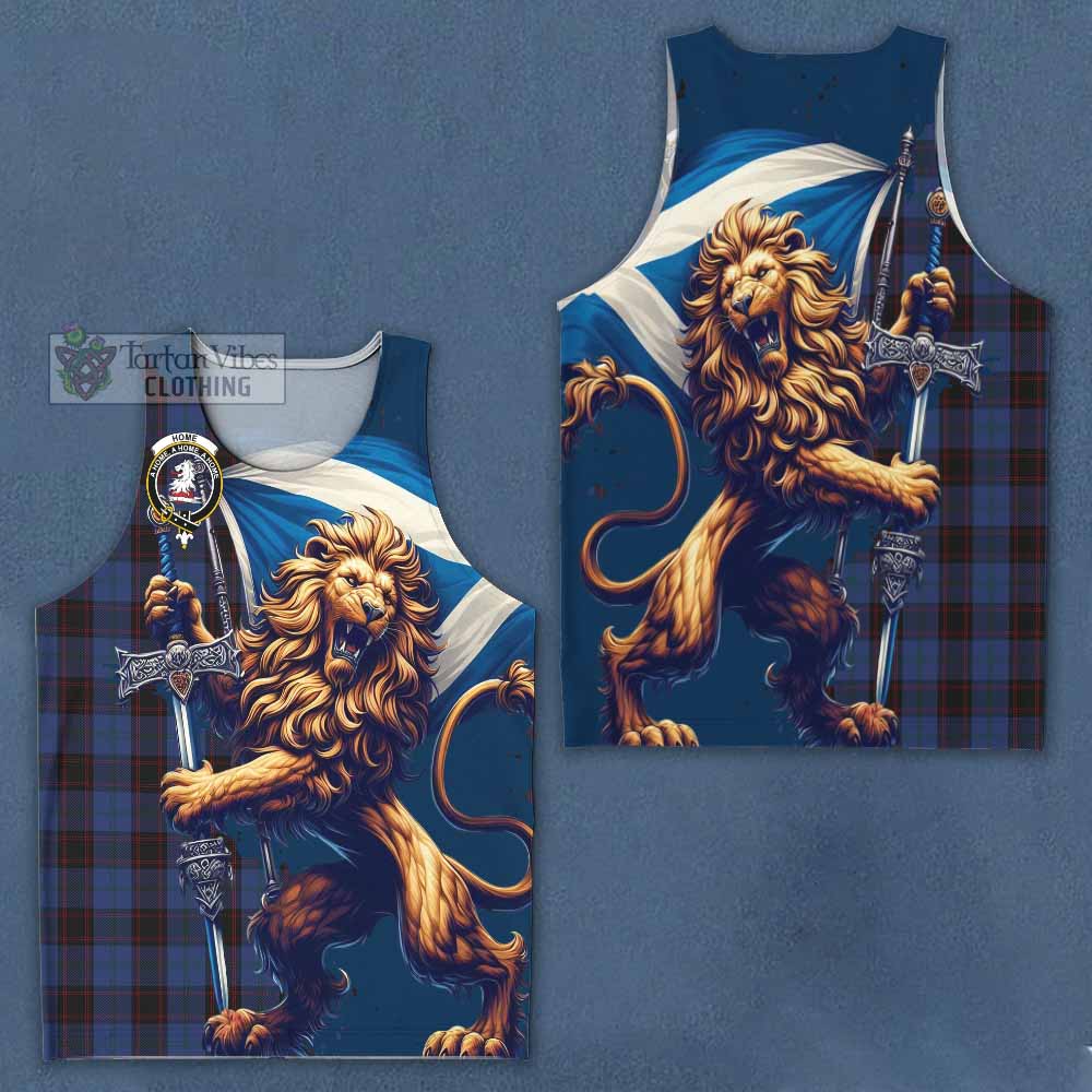 Tartan Vibes Clothing Home (Hume) Tartan Family Crest Men's Tank Top with Scottish Majestic Lion