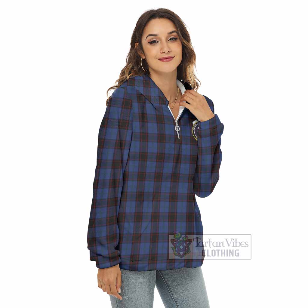 Tartan Vibes Clothing Home (Hume) Tartan Crest Women's Borg  Half Zip Fleece Hoodie
