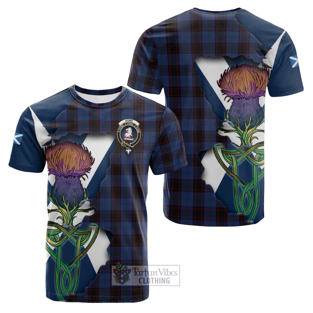 Tartan Vibes Clothing Home (Hume) Tartan Family Crest Cotton T-shirt Scottish Thistle Celtic Inspired