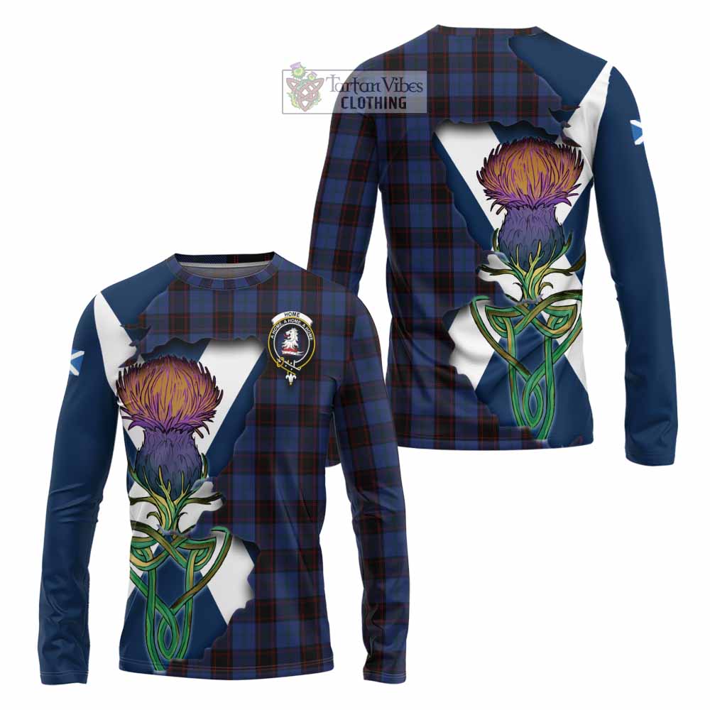 Tartan Vibes Clothing Home (Hume) Tartan Family Crest Long Sleeve T-Shirt Scottish Thistle Celtic Inspired
