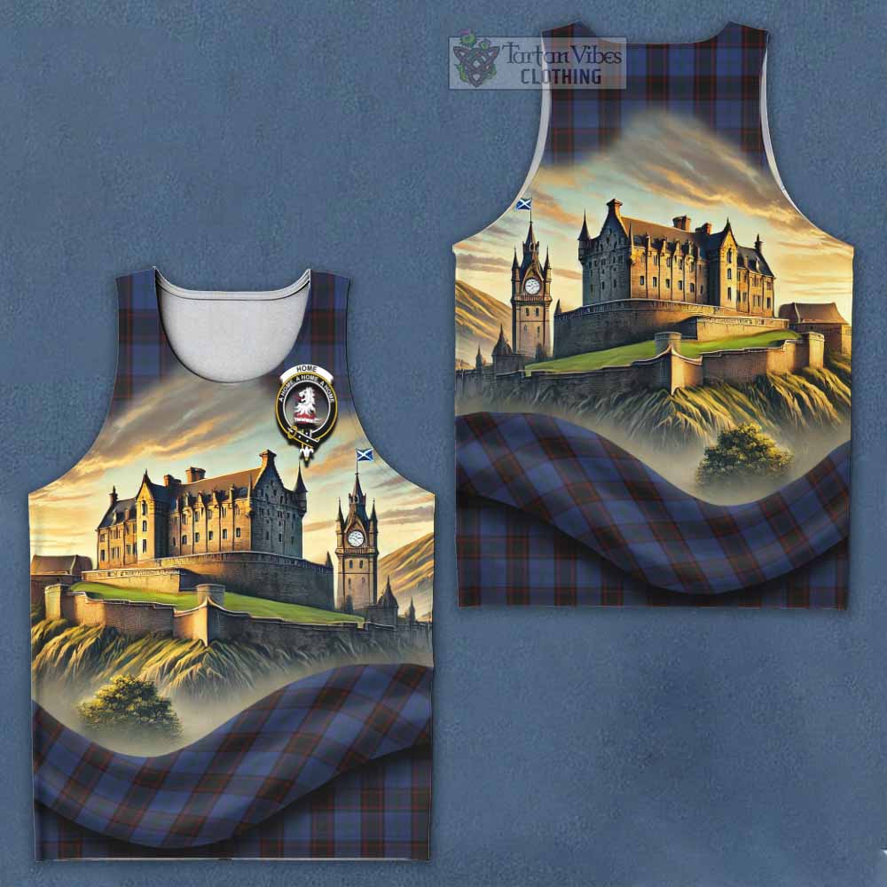 Tartan Vibes Clothing Home (Hume) Tartan Family Crest Men's Tank Top with Scottish Ancient Castle Style