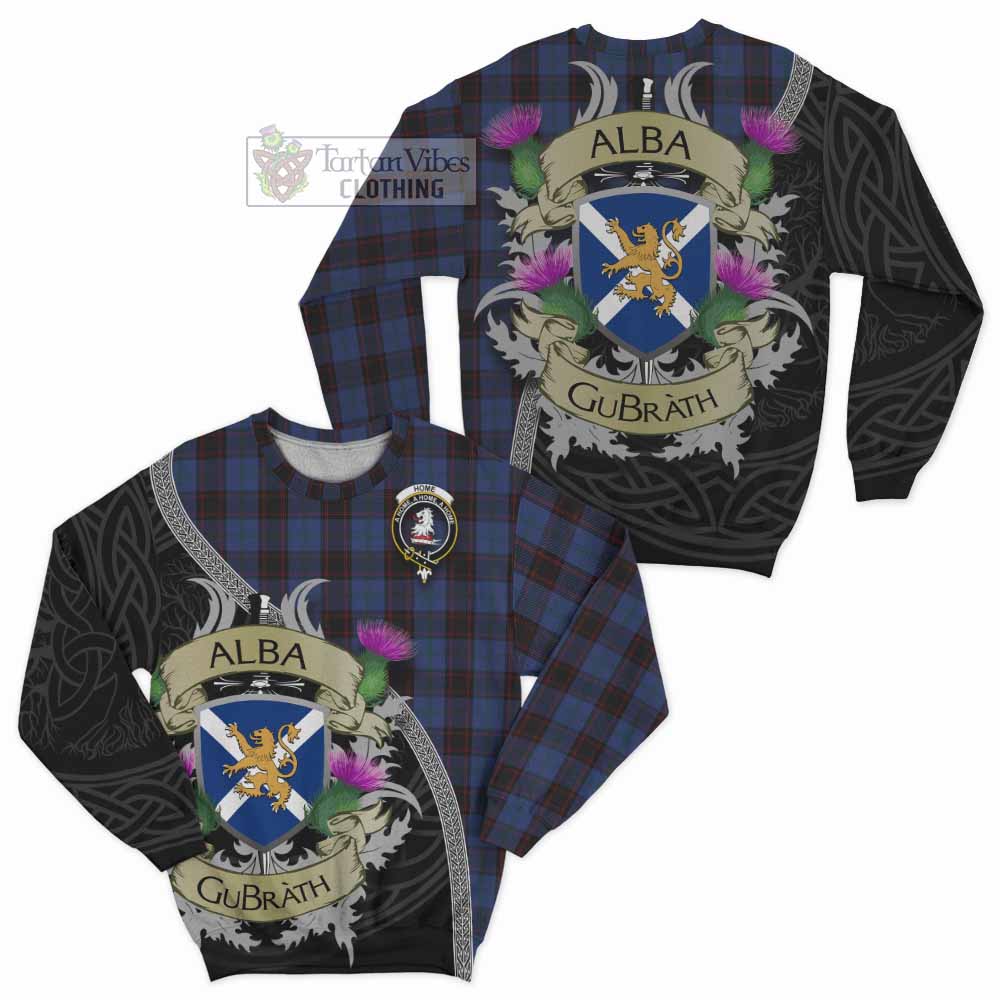 Tartan Vibes Clothing Home (Hume) Tartan Family Crest Sweatshirt Lion Rampant Royal Thistle Shield Celtic Inspired