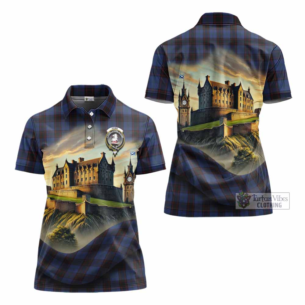 Tartan Vibes Clothing Home (Hume) Tartan Family Crest Women's Polo Shirt with Scottish Ancient Castle Stype