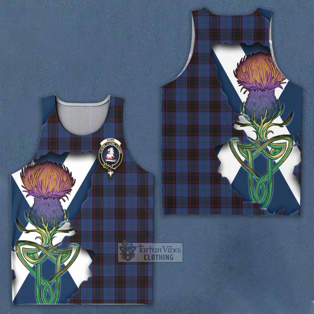 Tartan Vibes Clothing Home (Hume) Tartan Family Crest Men's Tank Top Scottish Thistle Celtic Inspired