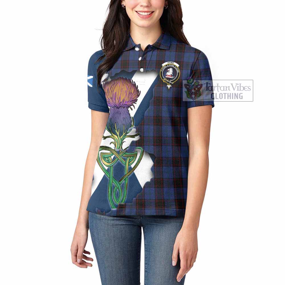 Tartan Vibes Clothing Home (Hume) Tartan Family Crest Women's Polo Shirt Scottish Thistle Celtic Inspired