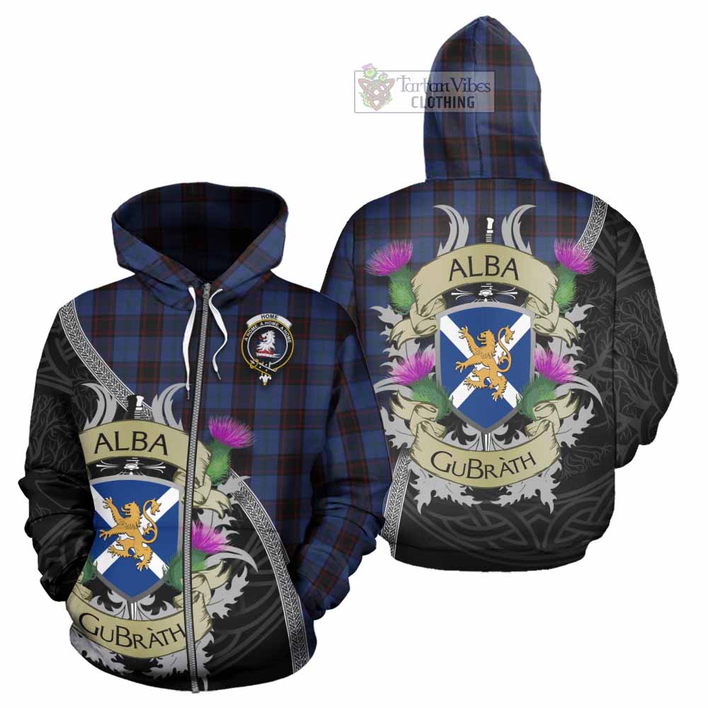 Tartan Vibes Clothing Home (Hume) Tartan Family Crest Hoodie Lion Rampant Royal Thistle Shield Celtic Inspired