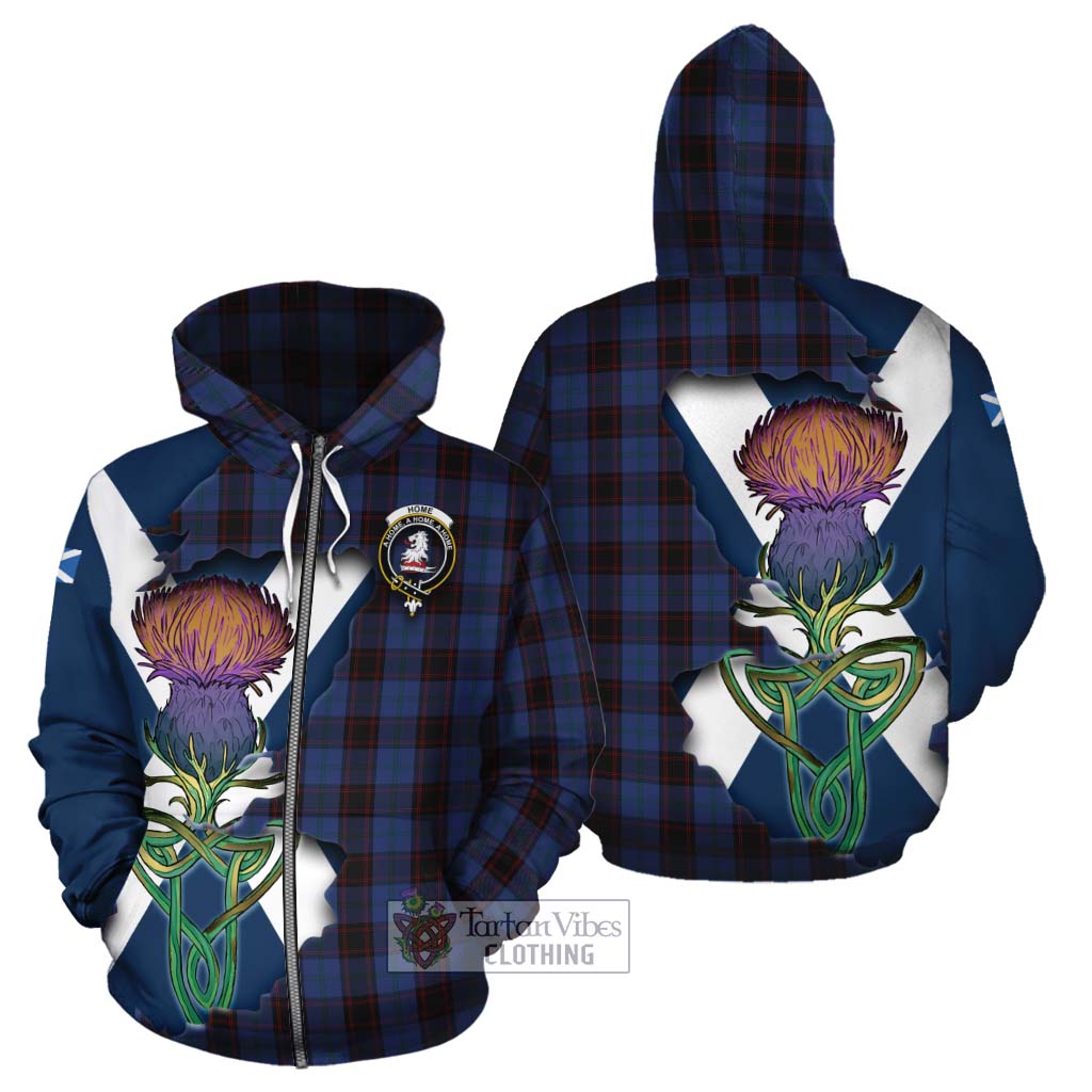 Tartan Vibes Clothing Home (Hume) Tartan Family Crest Cotton Hoodie Scottish Thistle Celtic Inspired