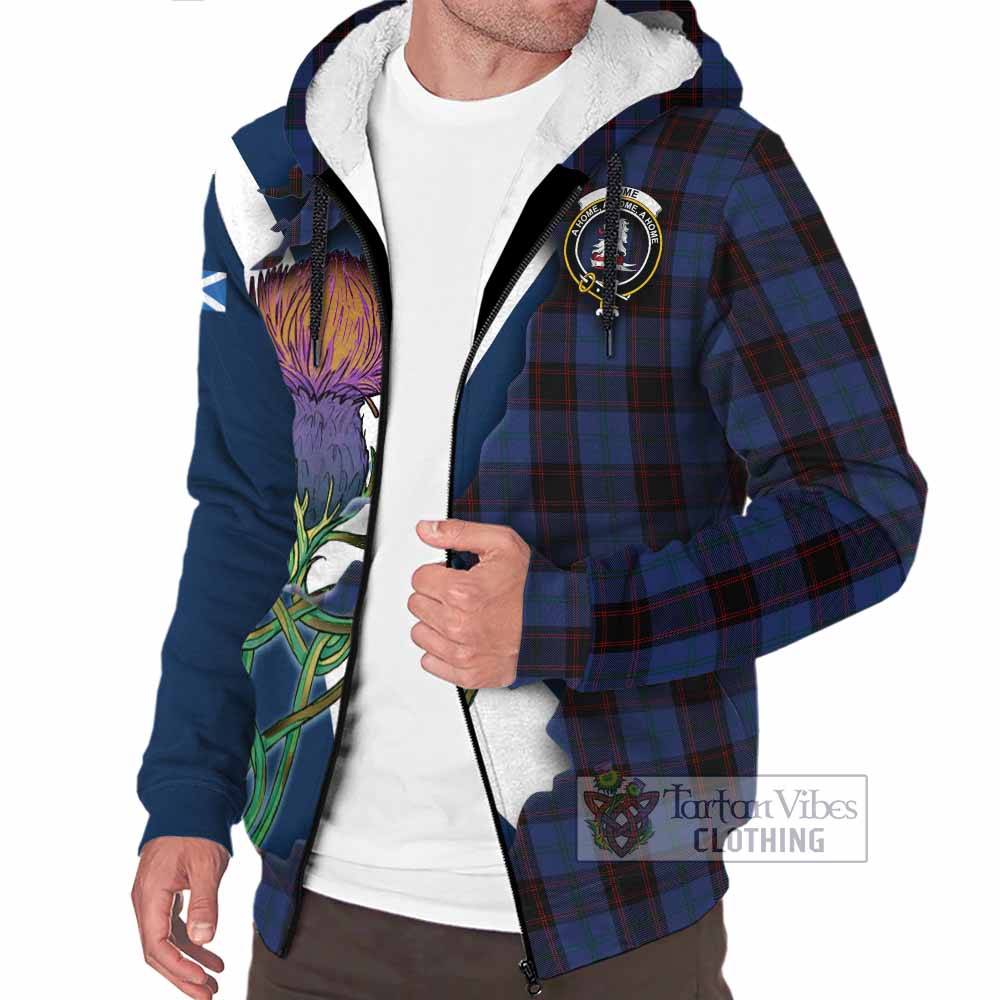 Tartan Vibes Clothing Home (Hume) Tartan Family Crest Sherpa Hoodie Scottish Thistle Celtic Inspired