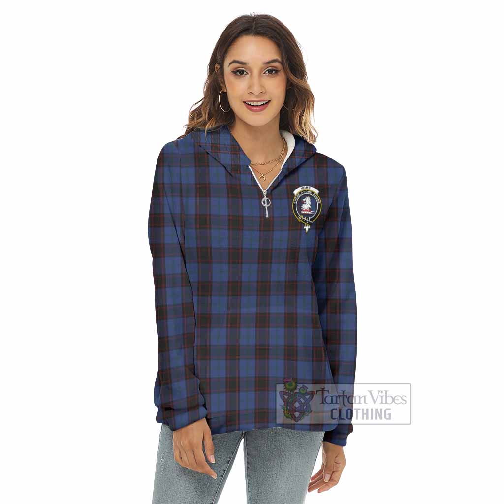 Tartan Vibes Clothing Home (Hume) Tartan Crest Women's Borg  Half Zip Fleece Hoodie