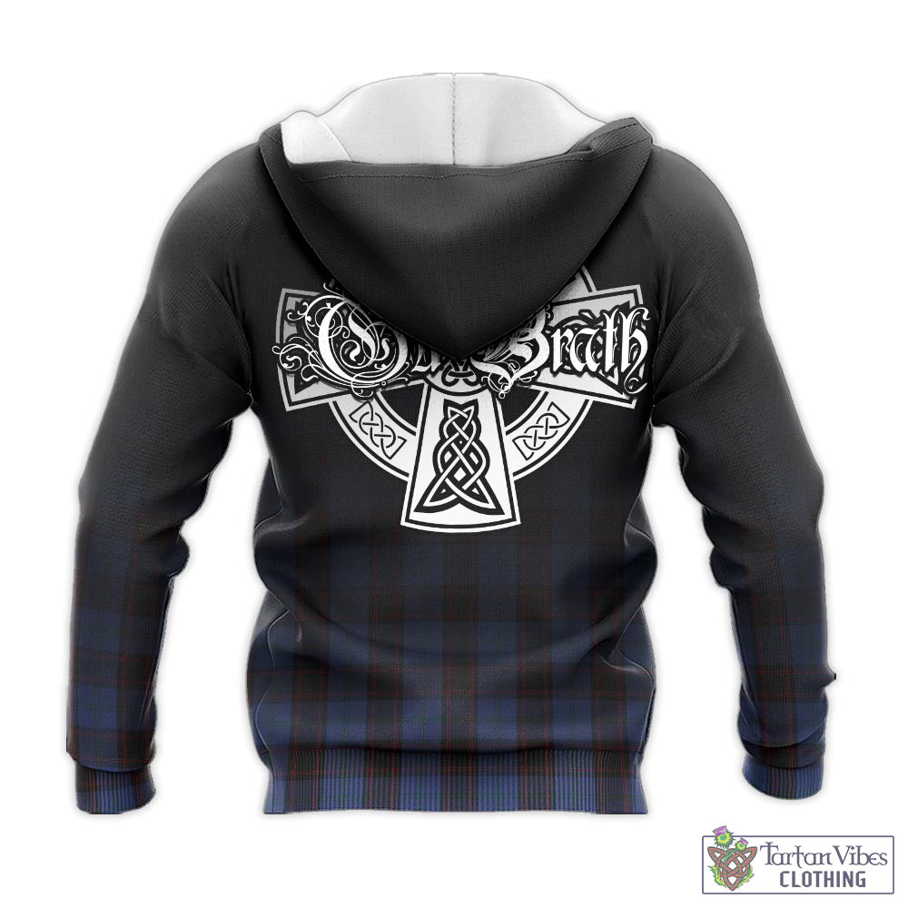 Tartan Vibes Clothing Home (Hume) Tartan Knitted Hoodie Featuring Alba Gu Brath Family Crest Celtic Inspired