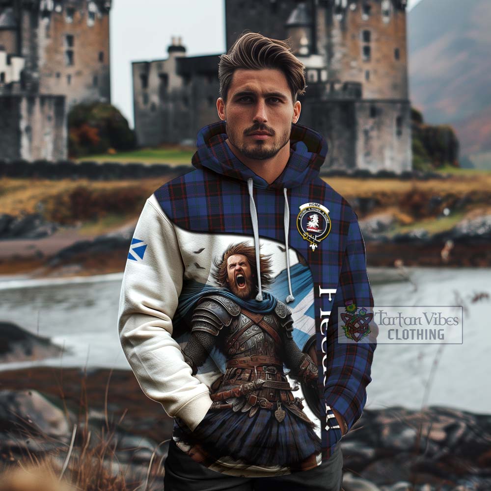 Tartan Vibes Clothing Home (Hume) Crest Tartan Cotton Hoodie Inspired by the Freedom of Scottish Warrior
