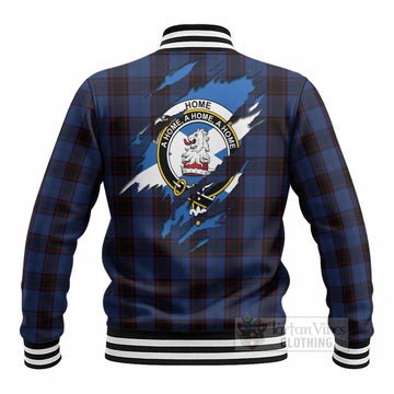 Home (Hume) Clan Crest In Me Tartan Baseball Jacket Scotland Flag Style