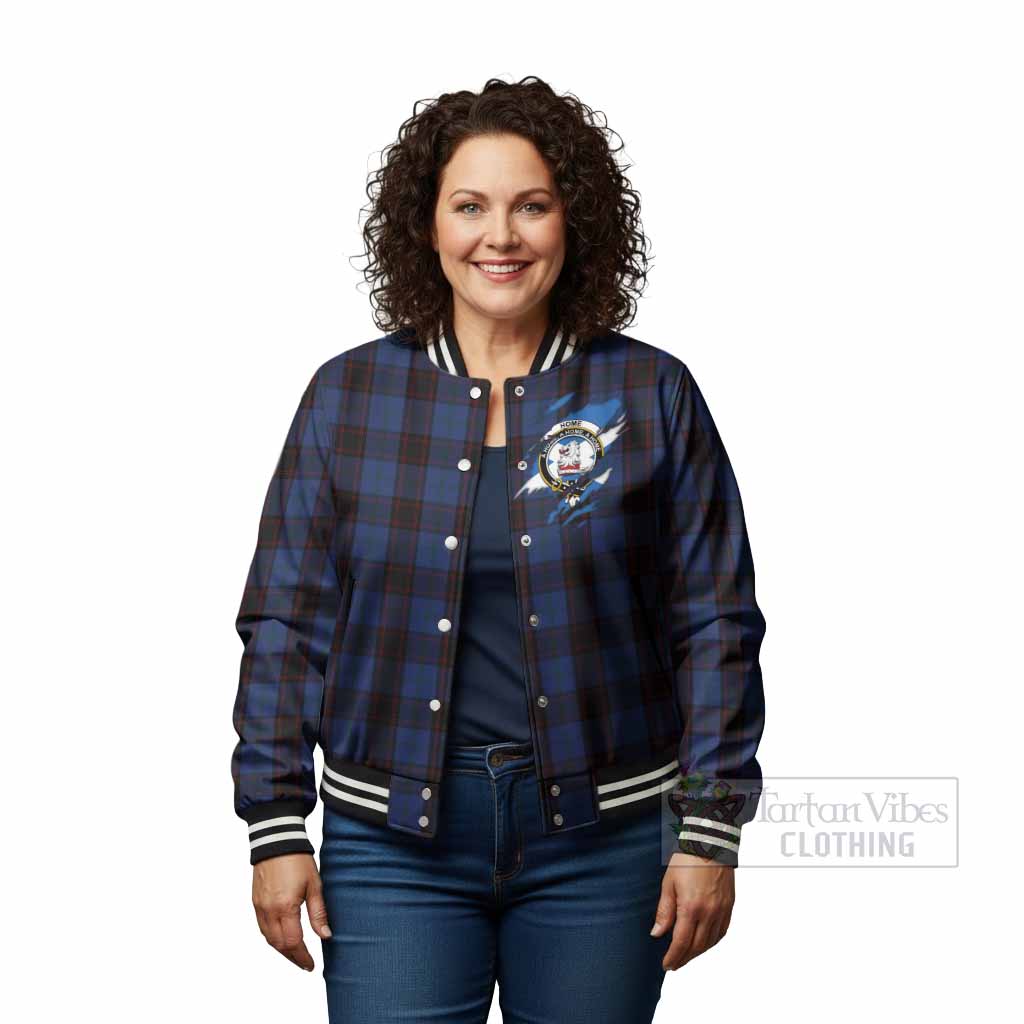 Home (Hume) Clan Crest In Me Tartan Baseball Jacket Scotland Flag Style