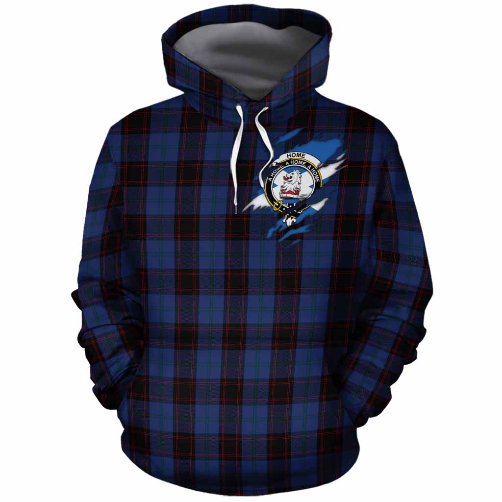 Home (Hume) Clan Crest In Me Tartan Cotton Hoodie Scotland Flag Style