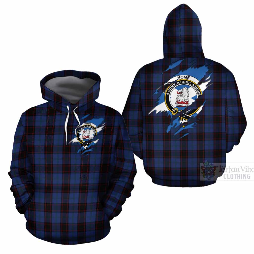 Home (Hume) Clan Crest In Me Tartan Cotton Hoodie Scotland Flag Style