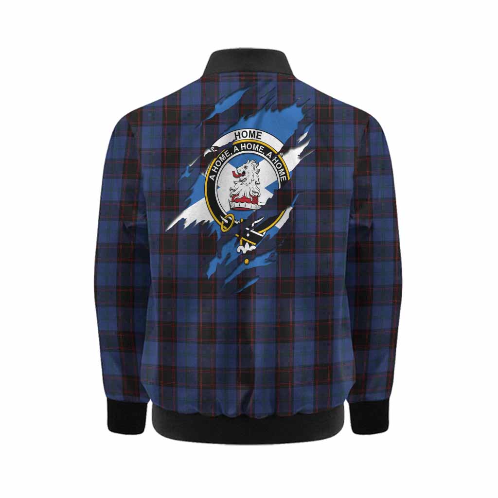 Home (Hume) Clan Crest In Me Tartan Kid Bomber Jacket Scotland Flag Style