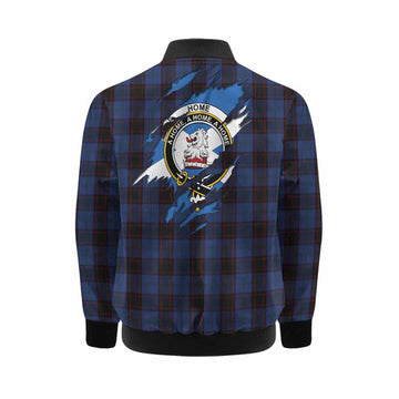 Home (Hume) Clan Crest In Me Tartan Kid Bomber Jacket Scotland Flag Style