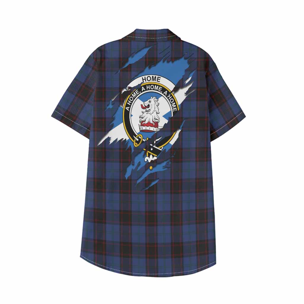 Home (Hume) Clan Crest In Me Tartan Kid Hawaiian Shirt Scotland Flag Style