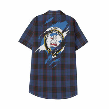 Home (Hume) Clan Crest In Me Tartan Kid Hawaiian Shirt Scotland Flag Style