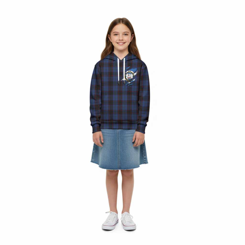 Home (Hume) Clan Crest In Me Tartan Kid Hoodie Scotland Flag Style