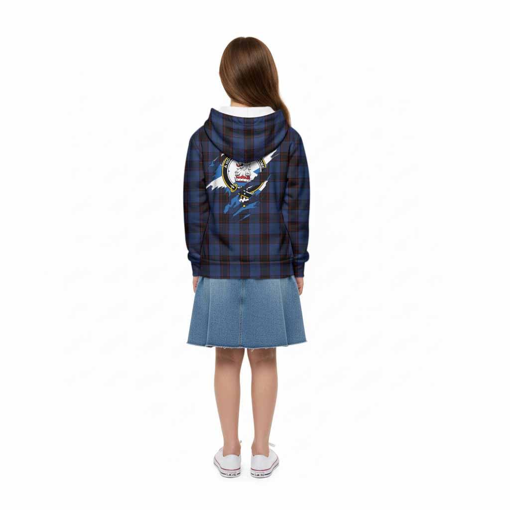 Home (Hume) Clan Crest In Me Tartan Kid Hoodie Scotland Flag Style