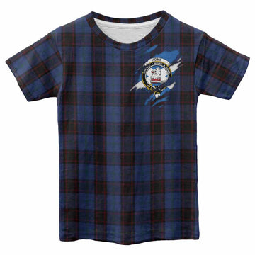 Home (Hume) Clan Crest In Me Tartan Kid T-shirt Scotland Flag Style