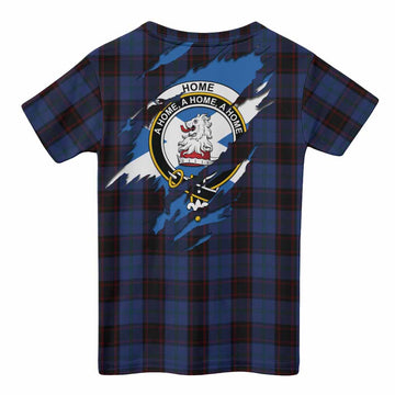 Home (Hume) Clan Crest In Me Tartan Kid T-shirt Scotland Flag Style