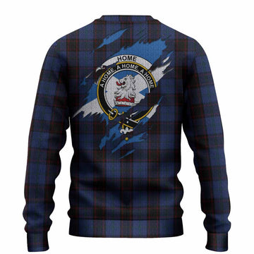 Home (Hume) Clan Crest In Me Tartan Knitted Sweater Scotland Flag Style