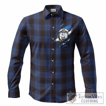 Home (Hume) Clan Crest In Me Tartan Long Sleeve Button Shirts Scotland Flag Style