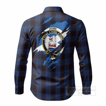 Home (Hume) Clan Crest In Me Tartan Long Sleeve Button Shirts Scotland Flag Style