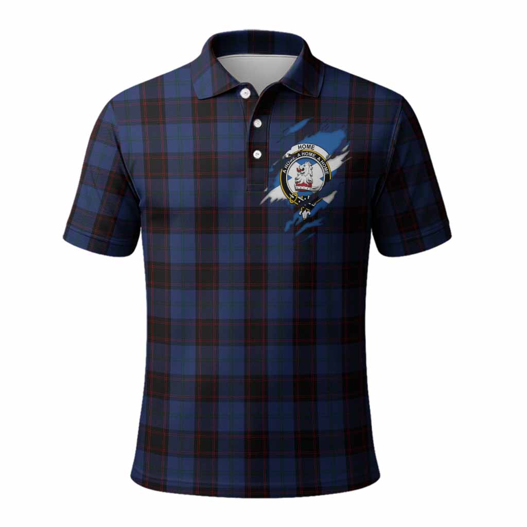 Home (Hume) Clan Crest In Me Tartan Polo Shirt Scotland Flag Style