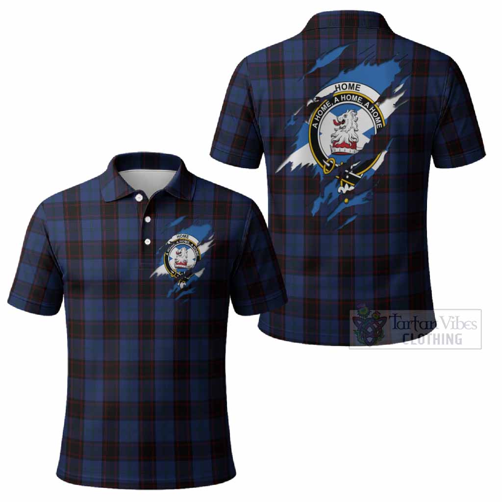 Home (Hume) Clan Crest In Me Tartan Polo Shirt Scotland Flag Style