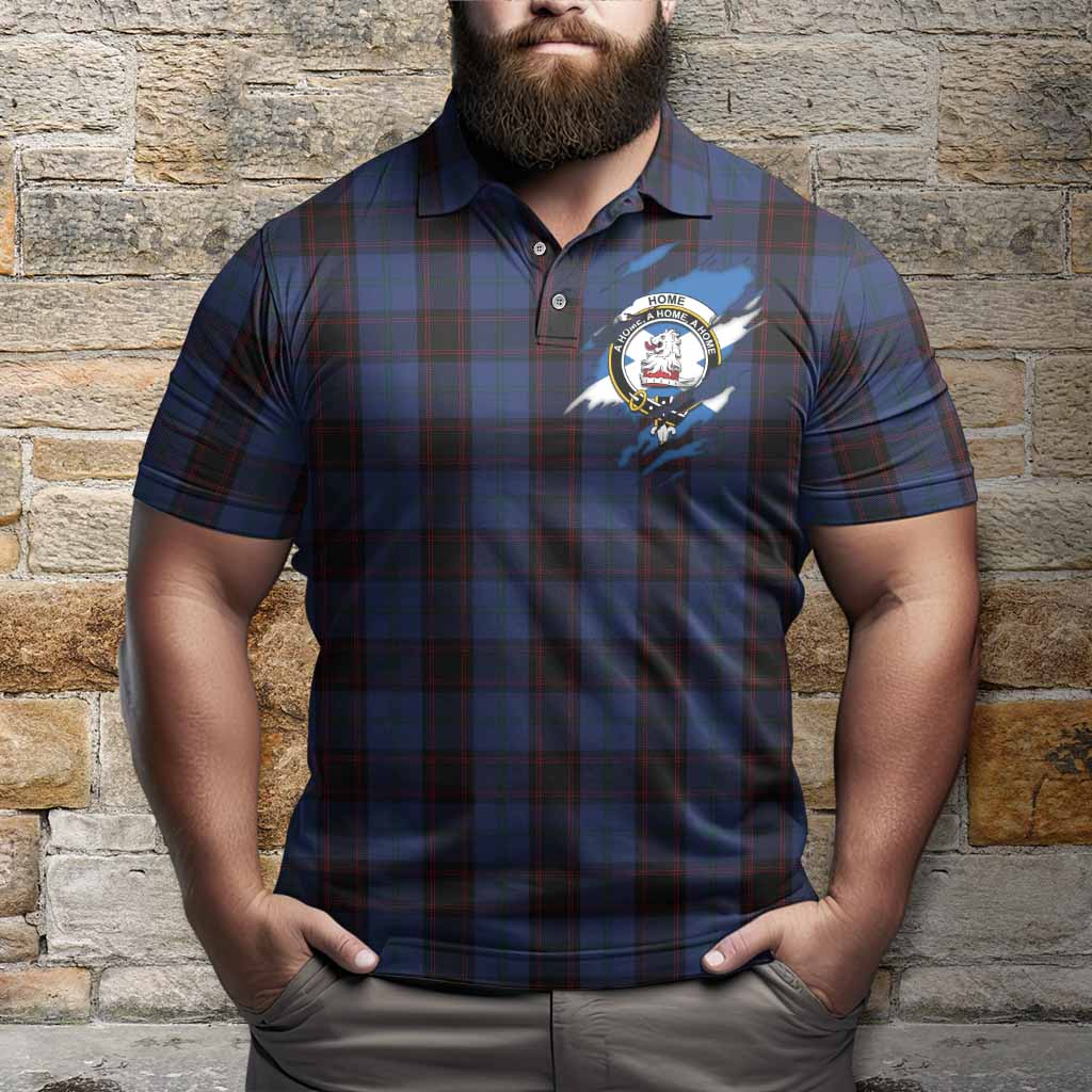 Home (Hume) Clan Crest In Me Tartan Polo Shirt Scotland Flag Style