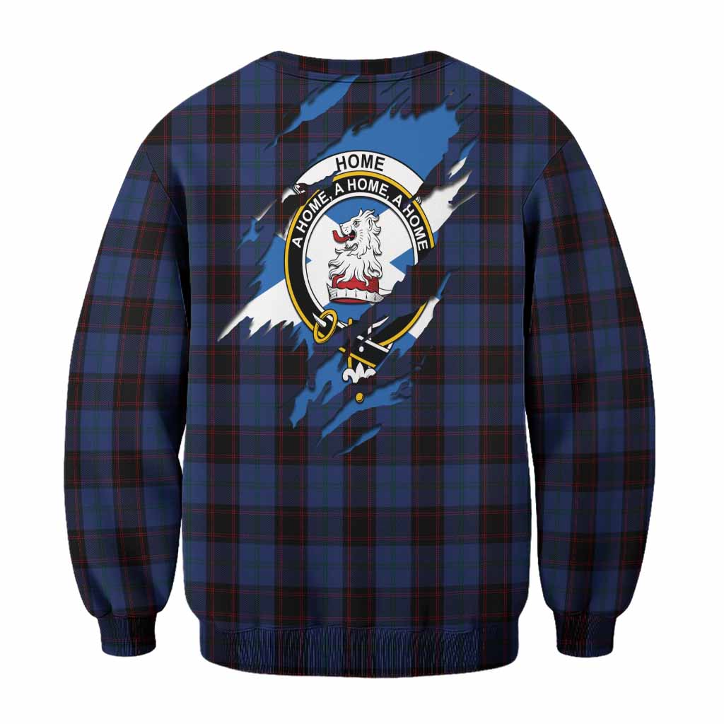 Home (Hume) Clan Crest In Me Tartan Sweatshirt Scotland Flag Style