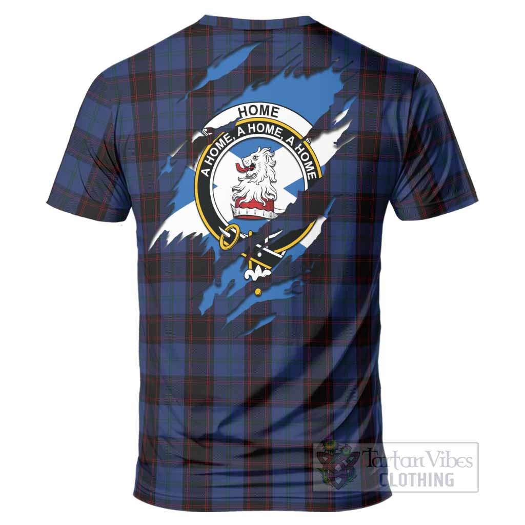 Home (Hume) Clan Crest In Me Tartan T-Shirt Scotland Flag Style