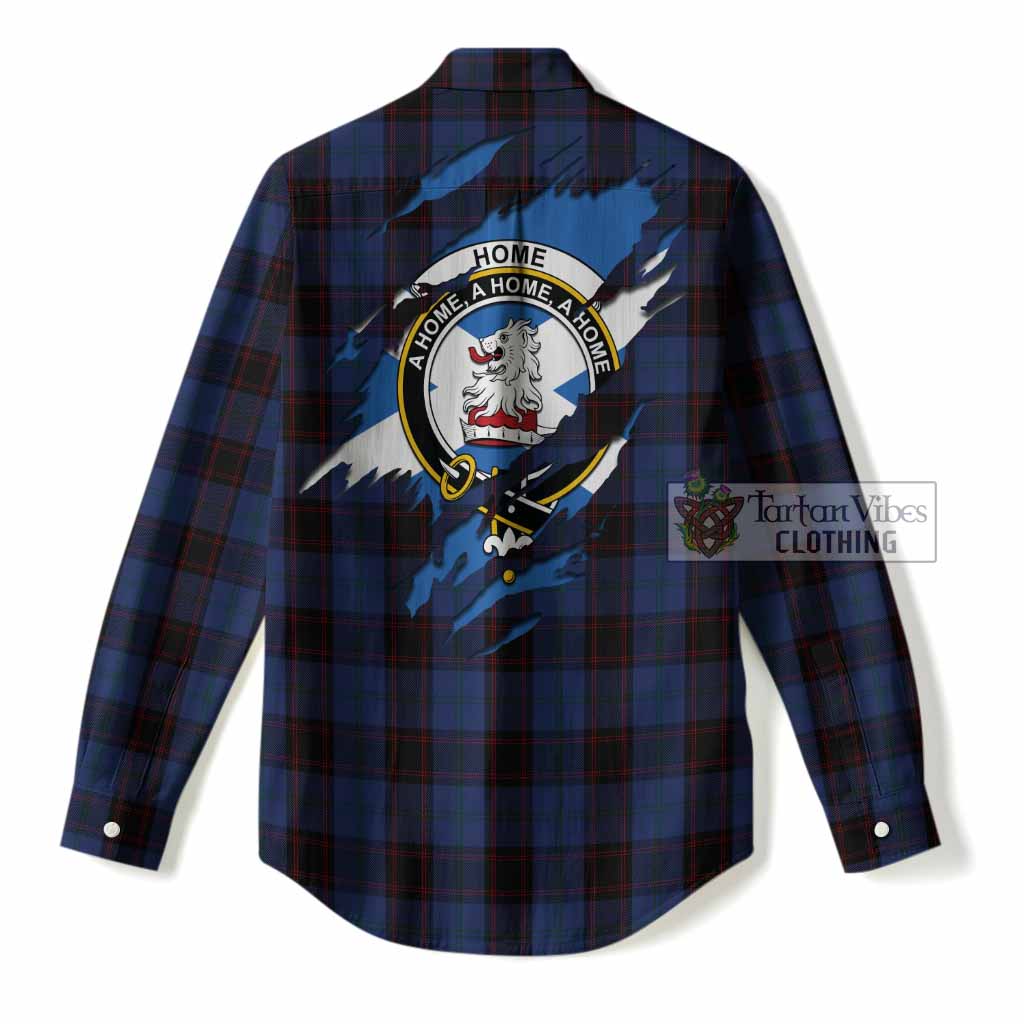Home (Hume) Clan Crest In Me Tartan Women Casual Shirt Scotland Flag Style