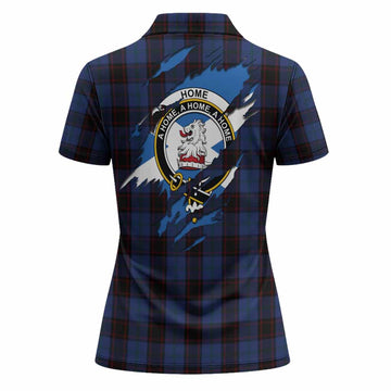 Home (Hume) Clan Crest In Me Tartan Women Polo Shirt Scotland Flag Style