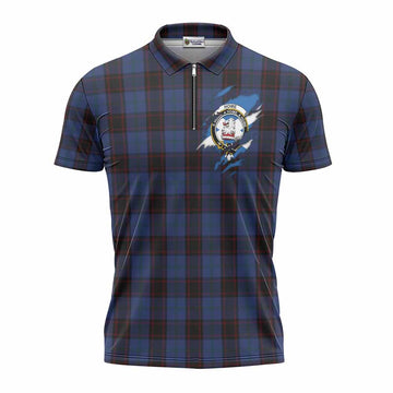 Home (Hume) Clan Crest In Me Tartan Zipper Polo Shirt Scotland Flag Style
